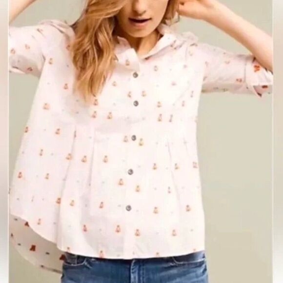 Anthropologie Maeve Miette Teepee Camping Shirt Button Down Shirt in Size 6 - Picture 1 of 11